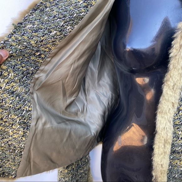 LAFAYETTE 148 New York Green Boucle & Rabbit Fur Jacket Size 12 - Picture 7 of 16